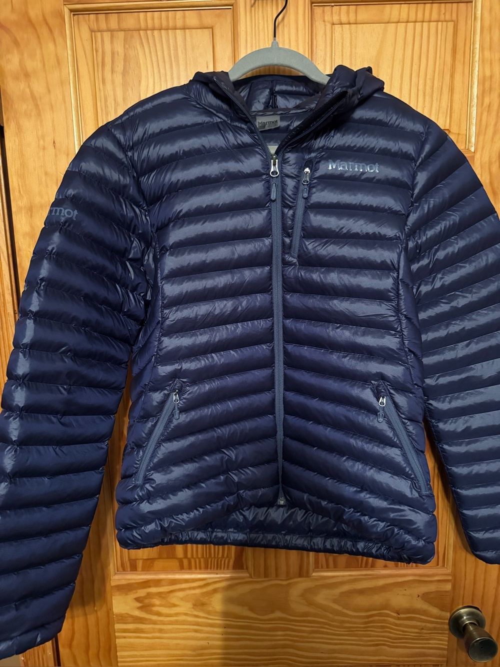 Marmot Women’s L Navy Hooded Puffer Jacket 3M Thinsulate